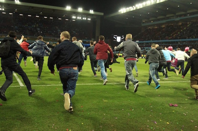 Villa fans rushed onto the field at Villa Park